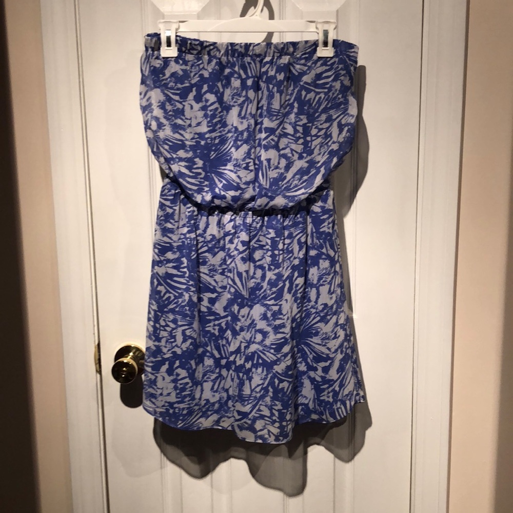 Express blue and white strapless dress